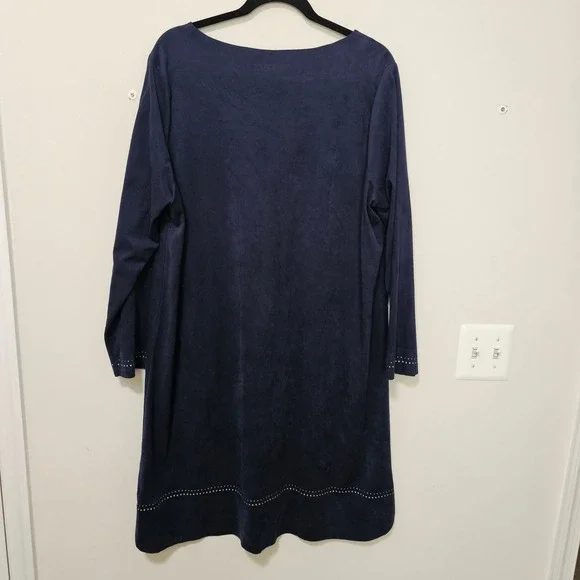 Soft Surroundings 1X Ambrosia Faux Suede‎ Tunic Dress Blue Studded Boho Casual - Picture 2 of 9